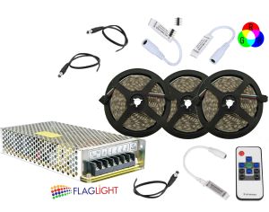 SET 15 m LED  5050 60 LED/m RGB  with Power supply, RF  controller, Amplifier