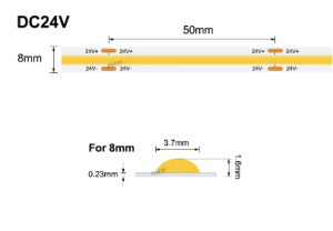 24 V LED Лента COB - 320 SMD/m, 12 W/m , IP20 ► Непрекъсната линия, ролка 5м ► 5.50лв./м