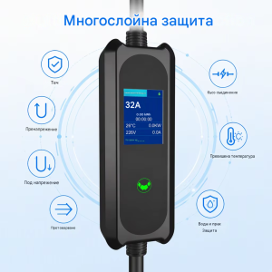 7 kW Преносимо EV Зарядно Устройствo за Електромобили  тип 2 ,32 A,  CEE (3-пинов, монофазен)